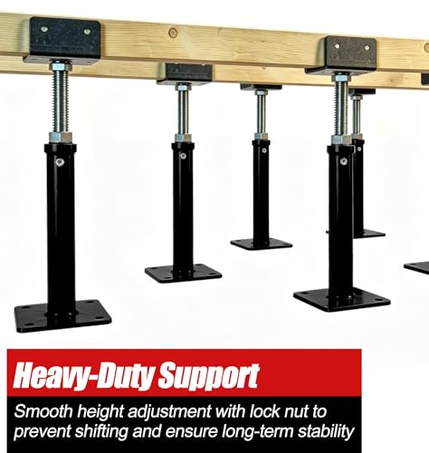 3.5"x3.5" U-Shaped House Jacks, Screw Jack Post for 4x2 4x4 4x6 Joists - color: Black, size: 16.5"-25.5"(4 Pack)