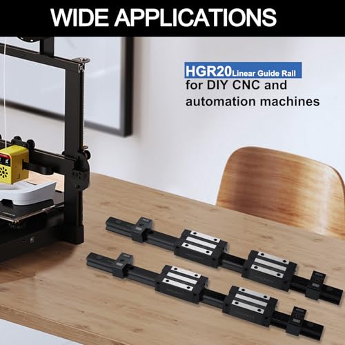 600mm HGR20 Linear Guide kit,2pcs 600mm hgr20 Linear Rail with 4pcs HGH20CA Carriage Block and End Stop Block - size: 600mm, style: HGR20