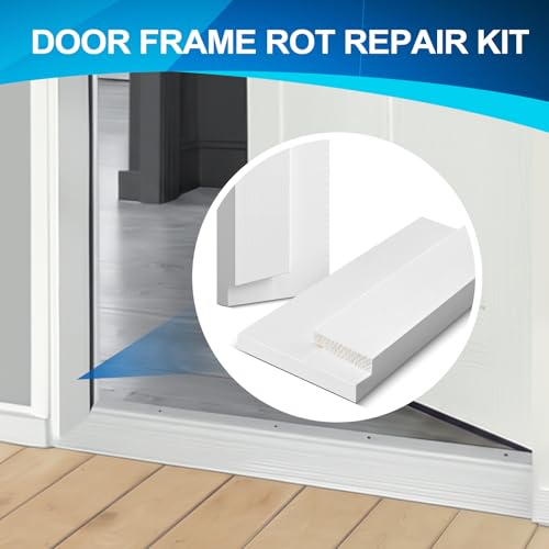 CroBlissful 1 Set 12 Inch L x 4-9/16 Inch W x 1-1/4 T Exterior Door Jamb Repair Kit, Jamb Paintable Wood Rotted Door Frame Repair Kit for Exterior Frame - size: 12 Inch L X 4-9/16 Inch W X 1-1/4 T