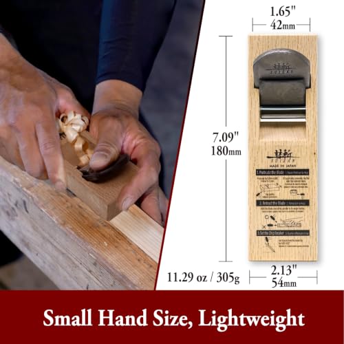 SUIZAN Kanna Japanese Wood Planer 1.7" Double Blade - Hand Block Plane - size: 1.7 inch (42mm) 2-Blade