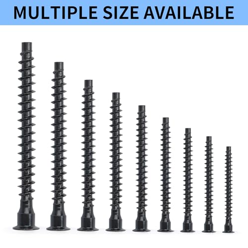 M5 x 50mm Confirmat Screws Black 50 PCs, Hex Socket Drive Countersunk Furniture Connecting Self-Tapping Screw Set Carbon Steel Zinc Plated - color: Black, size: M5x50mm