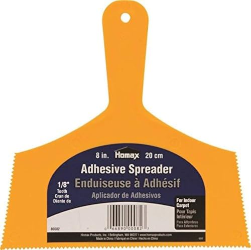 Homax Adhesive Spreader, Yellow, 8", 1/8" Tooth, Spreader for Indoor Carpet, 1 Count (Pack of 6) - size: 8 inch (Pack of 6), style: 1/8" Tooth