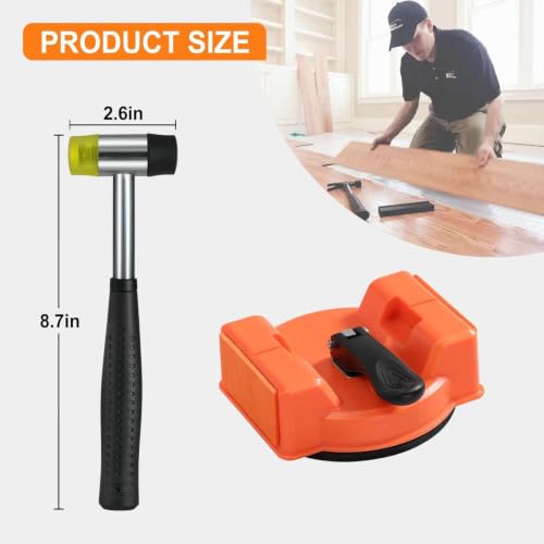 Heavy Duty Floor Gap Fixer Tool with Rubber Mallet 5 PCS Sticky Pads