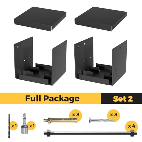 2-Pack 8x8 Post Base Adjustable Wood Anchor Bracket Decorative Plate - size: 8IN