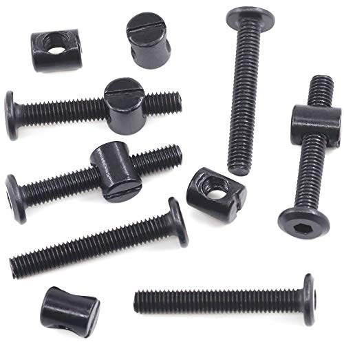 M6 x 40mm 50PCS Black Zinc Plated Hex Socket Cap Bolts Crib Bolts and Barrel Nuts Cross Dowel Replacement for Crib Cots Beds Chair Table Desk Furniture - size: M6 x 40mm