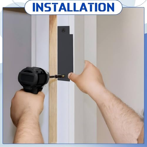 Zonon 4 Pcs Door Strike Plate Filler with Screws, Carbon Steel, Black - color: Black
