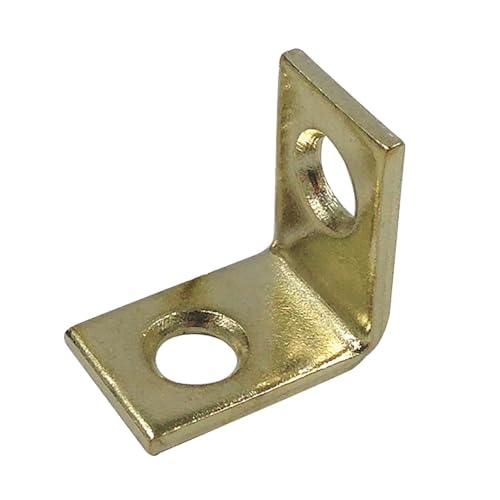 Prime-Line MP11375-4 Corner Bracket, 3/4 In., Steel Construction, Brass-Plated, L-Angle (4 Pack)