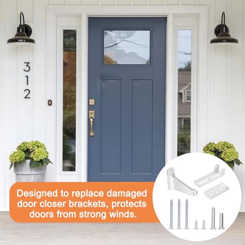 Storm Door Closer Bracket, Reinforced Repair Jamb Bracket Compatible with Andersen Emco, Larson, Pella, 40201 Door Repair Kit, Protecting Doors from Damage from Strong Winds (White) - style: White