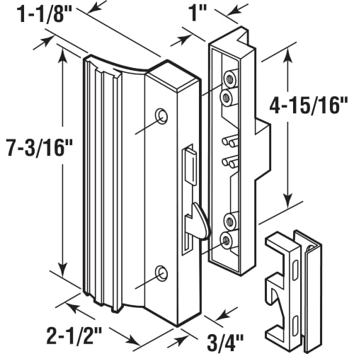 Prime-Line C 1118 Extruded Aluminum, White, Surface Mount Handles with Anti-Lift Hook Latch (Single Pack) - color: White