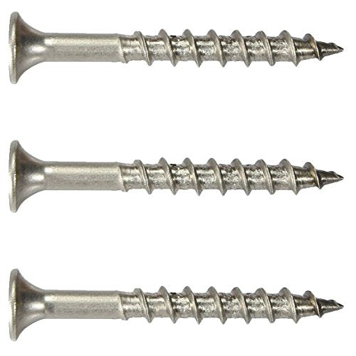 Fastenere Stainless Steel 18-8 Deck Screws - #10 x 2-1/2" (100 Pack) Wood Cutting Point, Square Drive, Partial Thread, Bright Finish for Wood, Exterior, Decking, Composite, Fencing, Type 17 Point - style: #10 x 2-1/2"