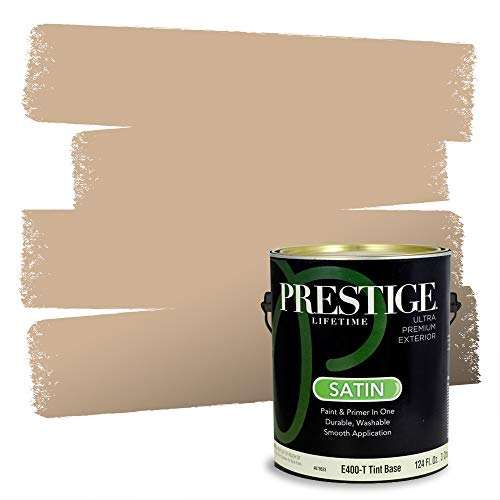 PRESTIGE Paints Exterior Paint and Primer in One, 1 Gallon, Satin, Gulf Shell - color: Gulf Shell, size: 128 Fl Oz (Pack of 1)
