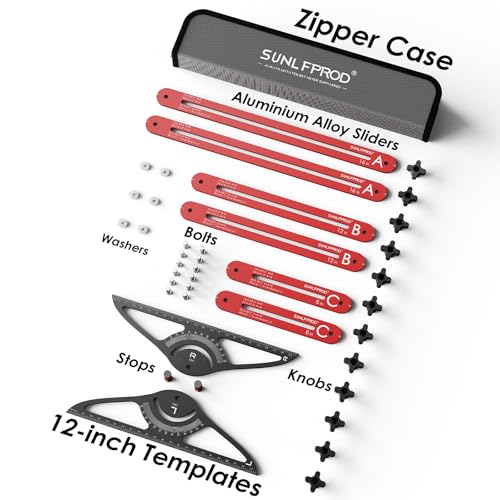 Stair Tread Template Tool - Dual Solid Nut Locking Stair Tread Tool Jig - color: Red-Gray
