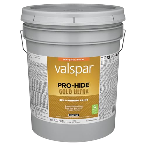 Valspar 64000 White Pro-Hide Gold Ultra Interior Super One Coat Primer, Semi-Gloss, 5 Gallon - color: WHITE, size: 18 Fl Oz (Pack of 1), style: SEMI-GLOSS