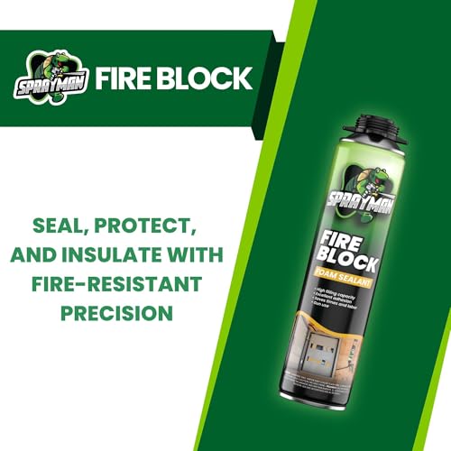 Sprayman Orange Fire Block Expanding Spray Foam - (2x20oz) Professional Gun Use Polyurethane Foam Spray for Electrical Outlets & Water Pipes, B2 Fire Rated - Gun Not Included - 2 Pack - size: 2 Pack, style: Pack