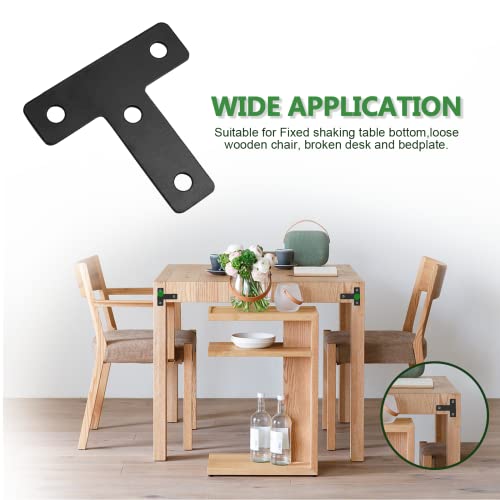Uenhoy 20 Pcs T Shape Black Flat Brackets 2"x2" with Screws - size: 50x50mm/2"x2", style: T Shape