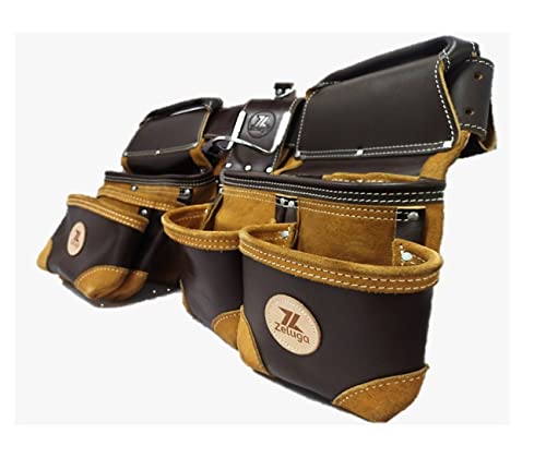 Zeluga 20-112 Heavy Duty Leather Framer Tool Bag Set, Coffee