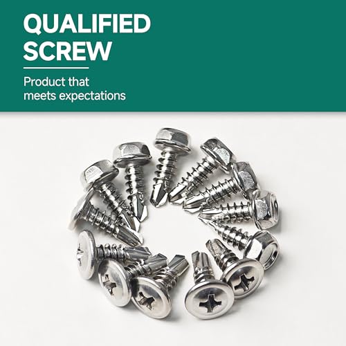 #8#10 Self Tapping Screws for Metal, 430Pcs 410 Stainless Steel Cross & Hex Drive Sheet Metal Screws, Self-Drilling for Metal, Plastic and Wood with Socket - style: Truss & Hex Head