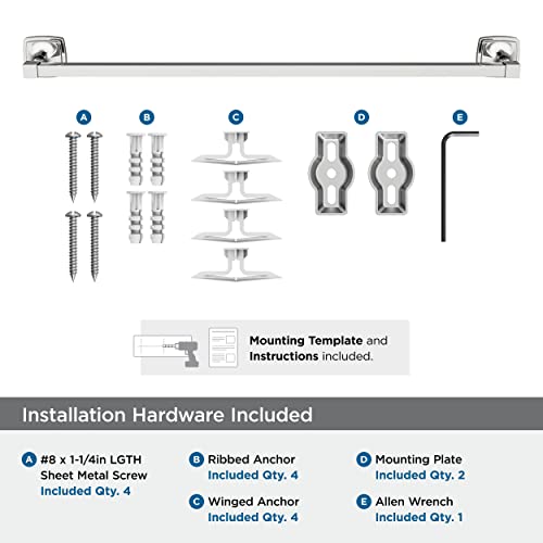 Amerock Stature 24" Chrome Towel Bar - color: Chrome, size: 24 Inch (610 mm)