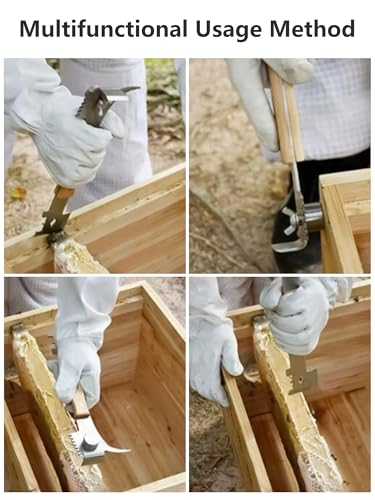 Multipurpose Steel Hive Tool with Wooden Handle, Beekeeping Tool
