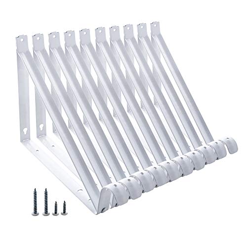 Closet Rod Brackets 11x9.5in, 10 Pack Closet Shelf Brackets, White - size: 10 Pack, style: White