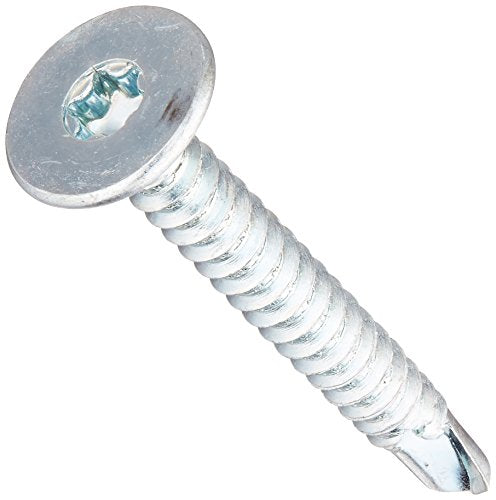 Small Parts 1016KWTF Steel Self-Drilling Screw, Zinc Plated Finish, Wafer Head, Star Drive, #3 Drill Point, #10-16 Thread Size, 1" Length (Pack of 50)