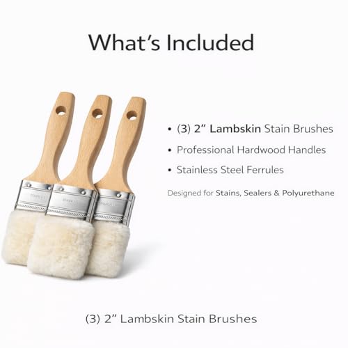 Lambskin Stain & Paint Brush - for use with All Latex and Oil Based Paints, Stains and Polyurethanes. Premium Lambskin - New and Patented Design (2 inch 3 Pack) - size: 2 inch 3 Pack
