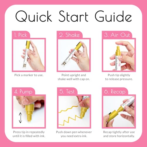5 Acrylic Metallic Pink Paint Pen Markers for Rocks, Canvas, Wood - color: Metallic Pink