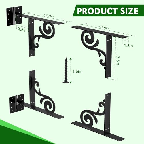 Anti Sag Gate Kit Decorative Corner Brace Bracket for Wooden Fences, Shed Doors & Driveway - size: 1 Set