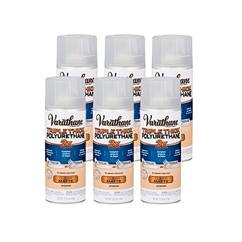 Varathane Triple Thick Polyurethane Matte Wood Finish Spray - size: 0.35 Quart Spray (Pack of 6), style: Matte
