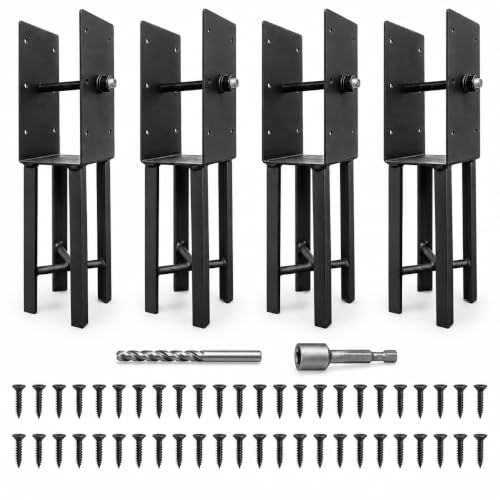 4x4 Fence Decking Post Anchors & Bases for Wet Concrete, 4 Pack