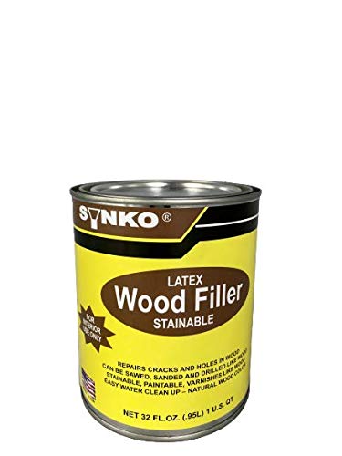 SYNKO Interior Latex Wood Crack Hole Filler Stainable Sandable 1 Quart (32 FL. OZ.)
