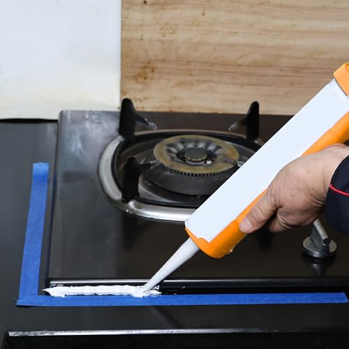 Bates- Caulking Silicone Gun, 10:1 Thrust Ratio, Hand Caulking Guns, No Drip - color: Orange & Ashen, size: 1 Pack