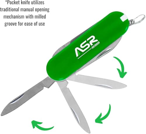 ASR Outdoor Mini EDC Small Pocket Knife Multi Tool - LOGO (Green) - color: Green