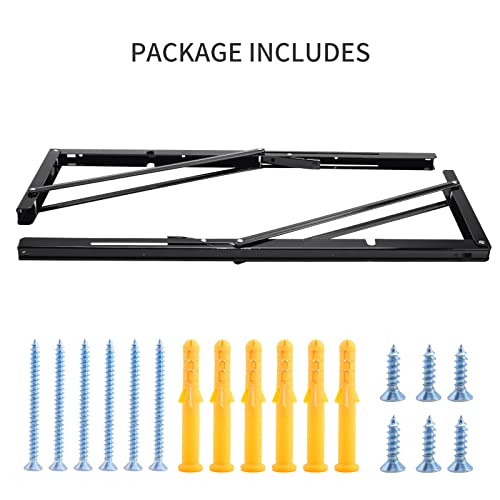 YUMORE 22 Inch Folding Shelf Bracket, Heavy Duty L Bracket, Black, 2 Pack - color: Black, size: 22 Inch