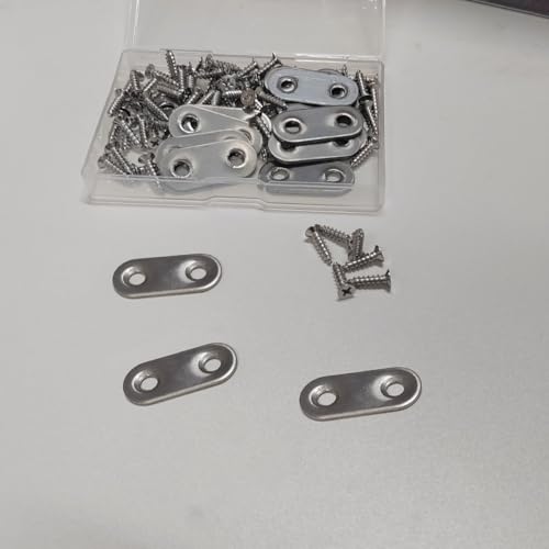 20 Pack Straight Brace, Flat Straight Bracket with Screws - color: Silver