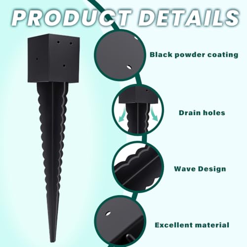 2 Pcs 4"x4" Fence Post Anchor Ground Spike 26"(Actual: 3.6"x3.6") - size: 26 Inch