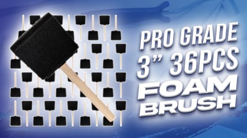 Pro Grade - Foam Brushes - 3 Inch - 36 Piece Poly Foam Brush Set (Pack of 16) - size: 3" 36 Ea (Pack of 16)