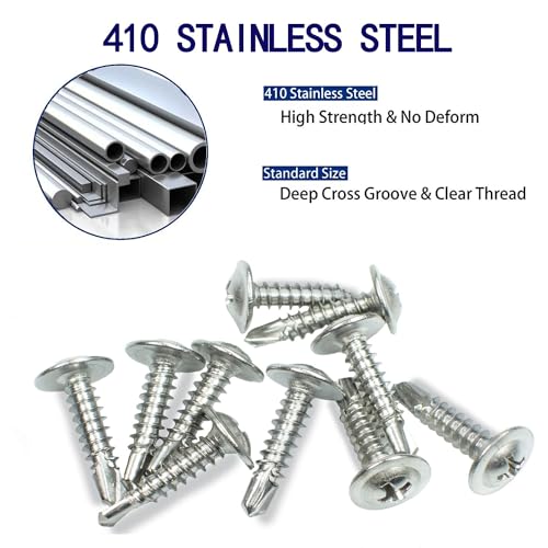 100pcs #8x1-1/4 Silvery Phillips 410SS High-Strength Self-Drilling Screws - color: SILVER, size: #8x1-1/4"