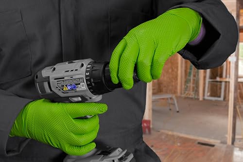 GLOVEWORKS HD Green Nitrile Industrial Disposable Gloves, 8 Mil, Latex-Free, Raised Diamond Texture, Medium, Box of 100 (Pack of 2) - size: Medium (Pack of 2), style: Box of 100