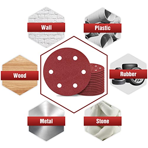 Awutzut 9 Inch 6 Hole Sanding Discs 60 Grit Hook and Loop for Drywall Sander 12PCS - style: 60 Grit