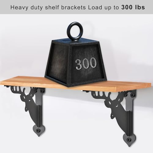 SELEWARE 4 Pack 10" Heavy Duty Shelf Brackets, Deer Decorative L Brackets - size: 10 Inch, style: Deer-4 pack