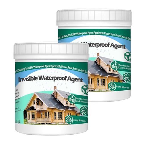 2Kg/70.5Fl.oz Invisible Waterproof Agent Indoor&Outdoor Waterproof Coating Set Transparent Liquid Sealant with Wooden Brush Resistant Work Gloves Putty Knife Cut Paint Roller - style: 2Kg/70.5Fl.oz
