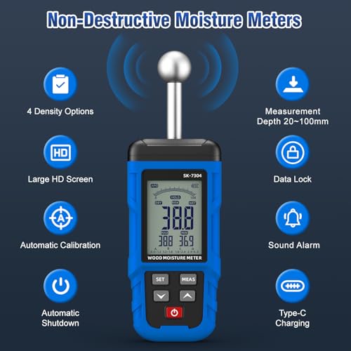 Effix Moisture Meter, Non‑Destructive Moisture Detector up to 100mm Depth