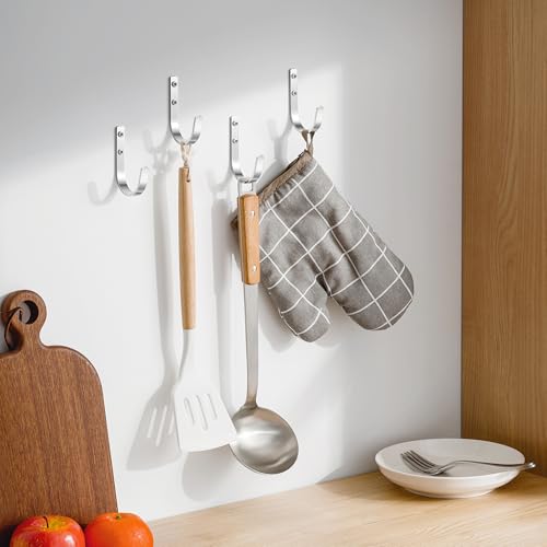 10-Pack 22LB Wall Hooks for Hanging Towel/Coat, Brushed Nickel - color: Silver, size: 10 Pack