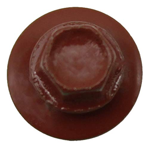 14 x 1-1/2" RED Metal Roofing Screws - Hex Washer Head- Self-Starting/Tapping - EPDM Washer. 1 x 250 Count Bag - 250 Screws - color: RED, size: 1-1/2"