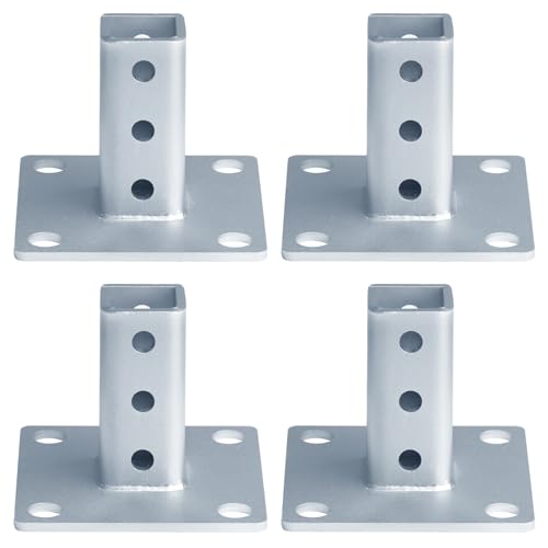 4 Pack 1" x 1" Square Post Anchor Base, Square Tube Fittings