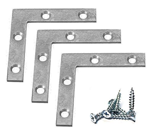 12 Pack 3x3 Zinc Plated Steel Corner Brace Flat Angle Brackets