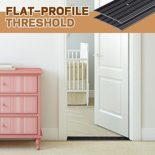 Tandefio 4 Pcs 6" X 1/4" X 36" Aluminum Saddle Door Threshold, Black - color: Black, size: 6" X 1/4" X 36"