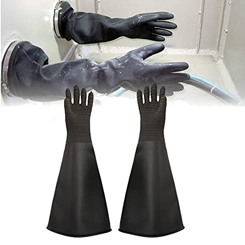 Heavy Duty Sandblasting Gloves Rubber Gloves for Sandblaster Protective Safety Work Black Striped Glove - color: Black 24.8" Gloves