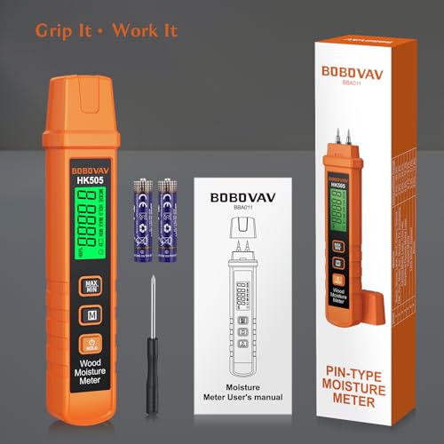 Wood Moisture Meter - Pin Type with 7-Material Calibration